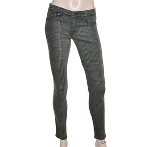 Rich & Skinny Preppy Plaid Skinny Slim Jeans Pants Trousers Gray 26/27/30 Nwt